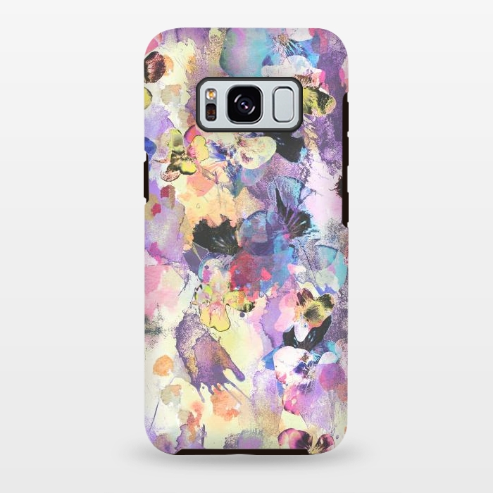 Galaxy S8 plus StrongFit Watercolor splattered stylised pansy by Oana 
