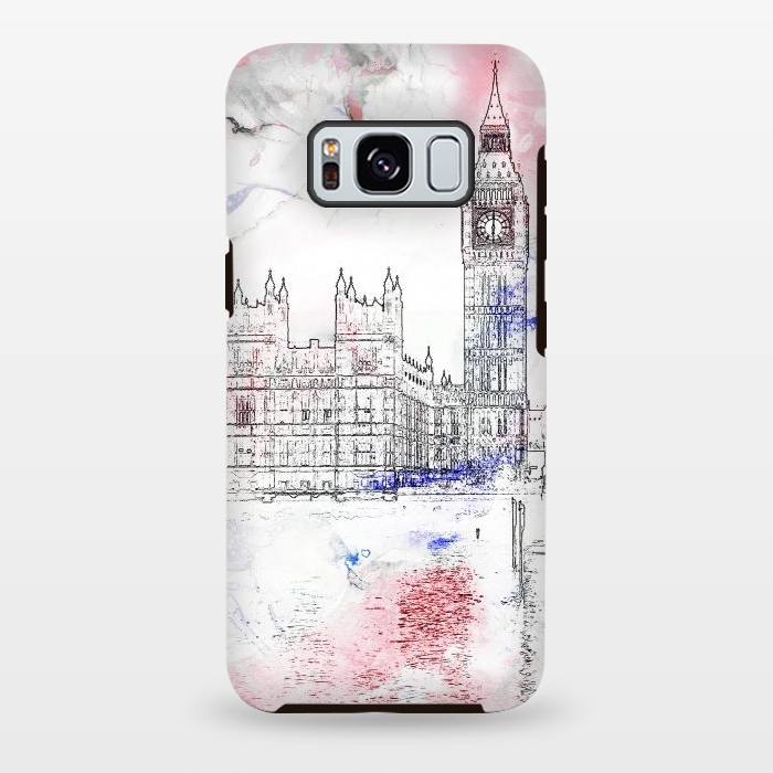 Galaxy S8 plus StrongFit Big Ben London white pink sketch by Oana 