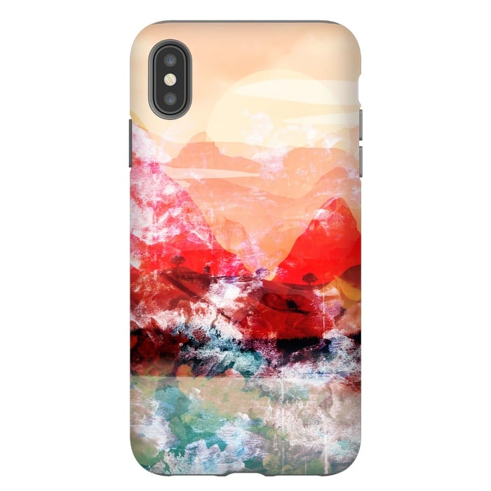 iPhone Xs Max StrongFit Peach read painted mountain landscape by Oana 