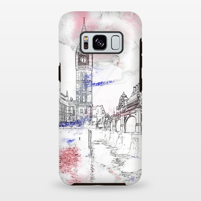 Galaxy S8 plus StrongFit London's Big Ben line art travel sketch by Oana 
