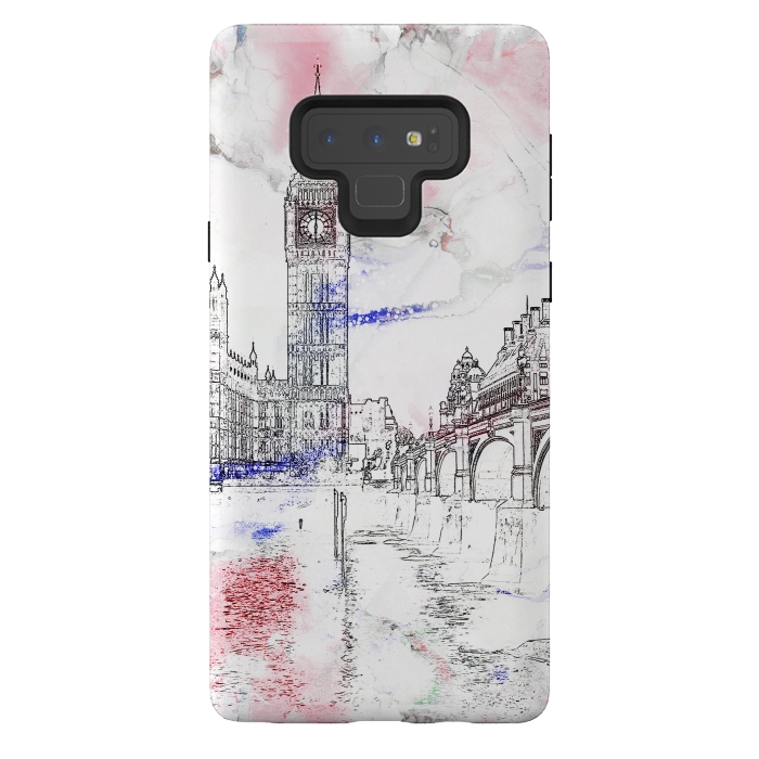 Galaxy Note 9 StrongFit London's Big Ben line art travel sketch by Oana 