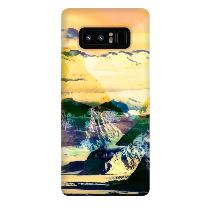Galaxy Note 8 StrongFit Yellow minimal stylised mountain landscape by Oana 
