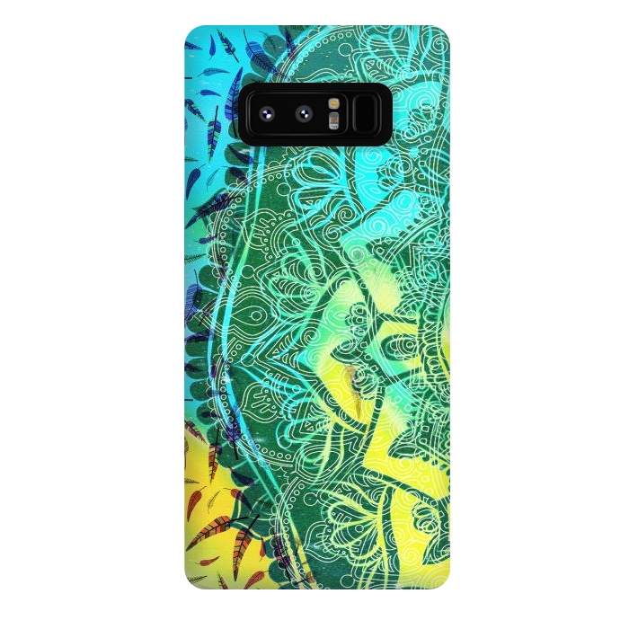 Galaxy Note 8 StrongFit Colorful tie dye mandala petals and feathers by Oana 