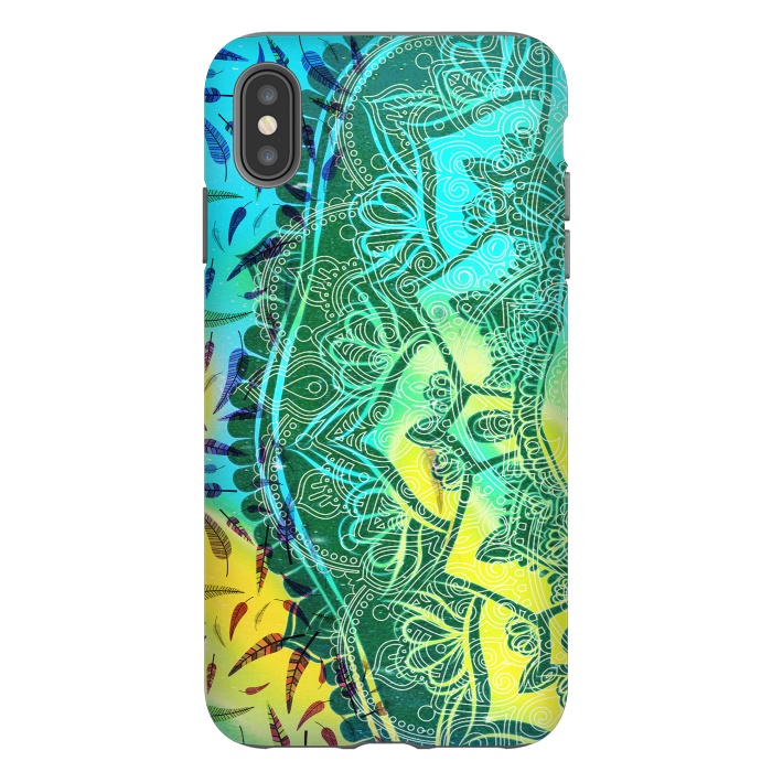 iPhone Xs Max StrongFit Colorful tie dye mandala petals and feathers by Oana 