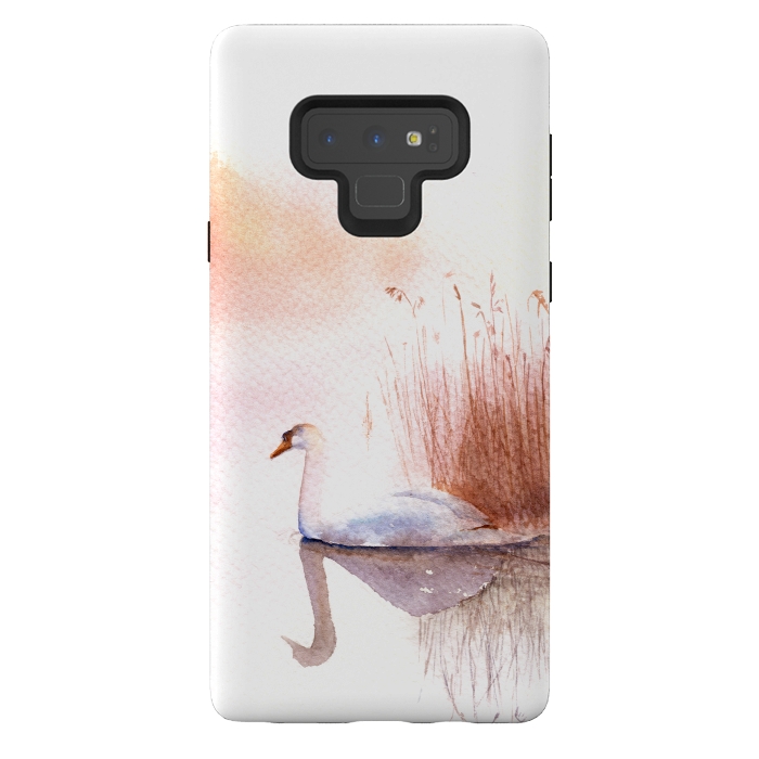 Galaxy Note 9 StrongFit White Swan on the Lake by Elena Terzi