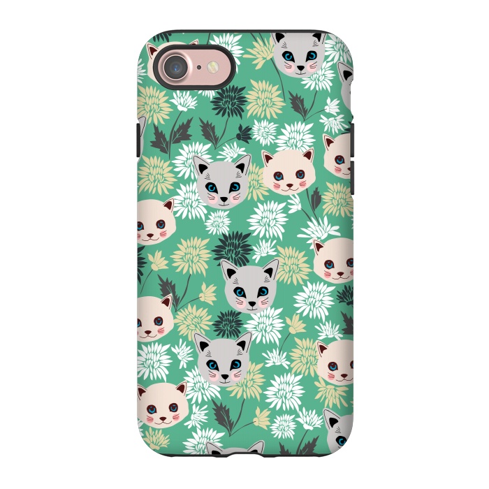 iPhone 7 StrongFit Cute Cats and Flowers by Karolina