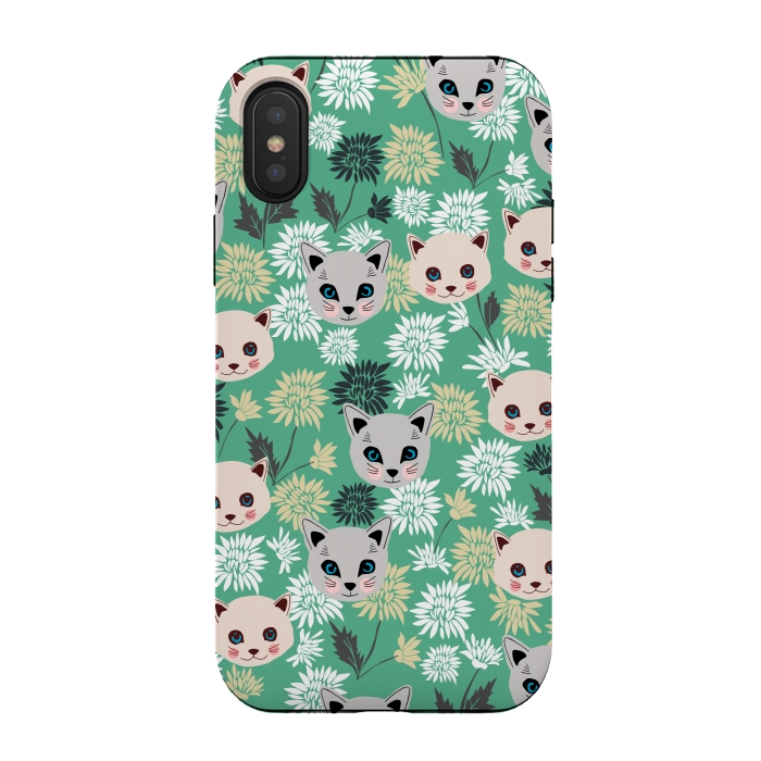 iPhone Xs / X StrongFit Cute Cats and Flowers by Karolina