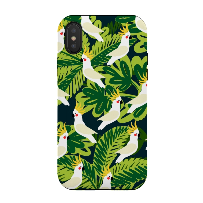 iPhone Xs / X StrongFit Tropical Parrots by Karolina