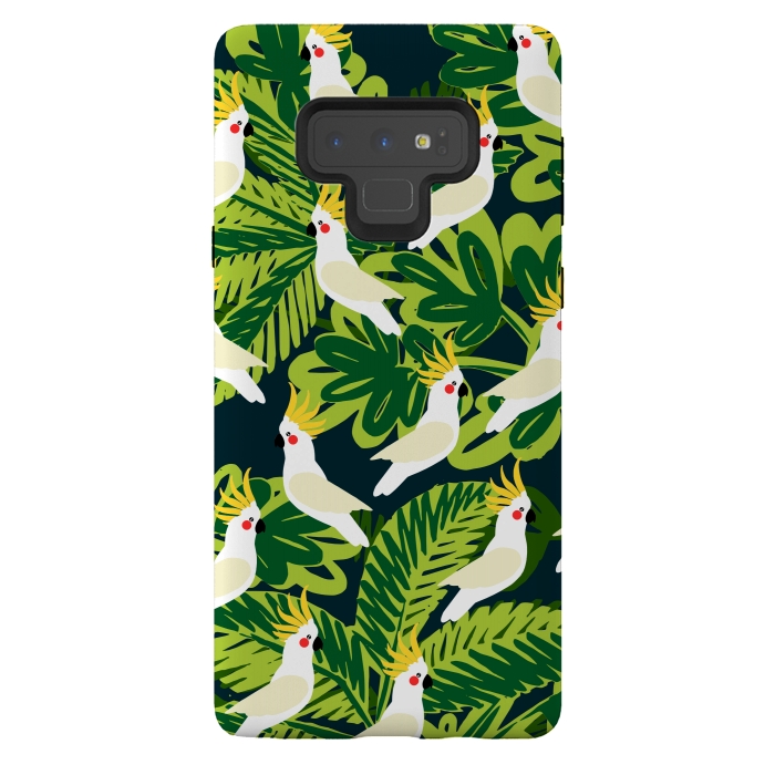 Galaxy Note 9 StrongFit Tropical Parrots by Karolina