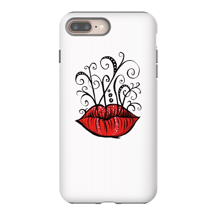 iPhone 7 plus StrongFit Weird Lips Ink Drawing Tattoo Style by Boriana Giormova