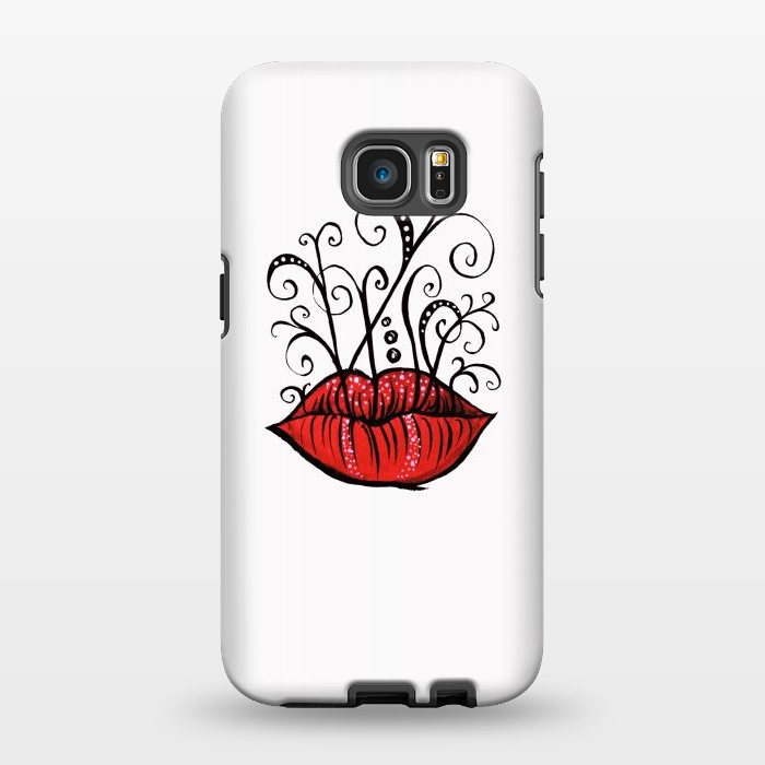 Galaxy S7 EDGE StrongFit Weird Lips Ink Drawing Tattoo Style by Boriana Giormova