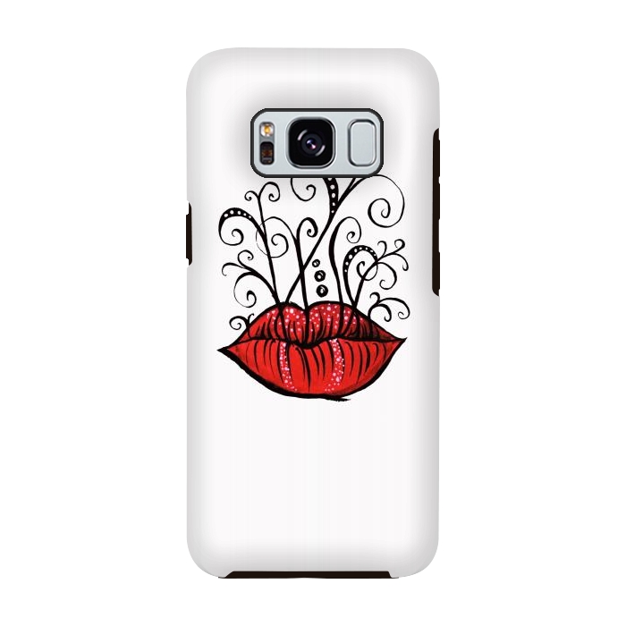 Galaxy S8 StrongFit Weird Lips Ink Drawing Tattoo Style by Boriana Giormova