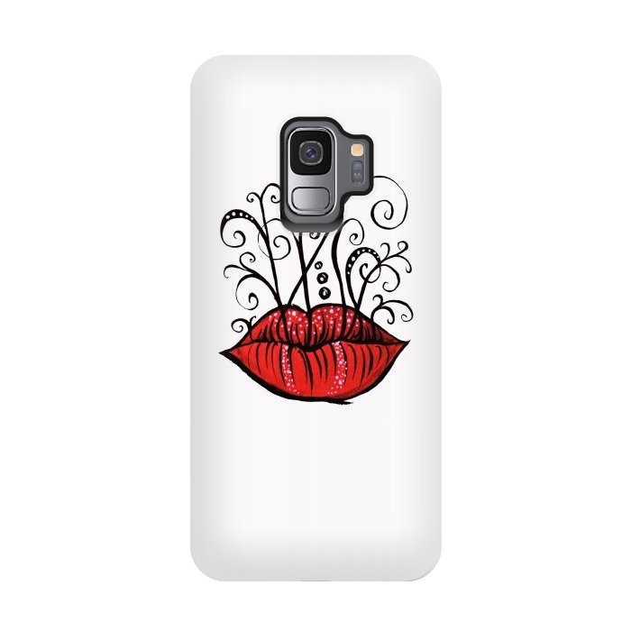 Galaxy S9 StrongFit Weird Lips Ink Drawing Tattoo Style by Boriana Giormova