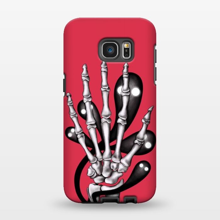 Galaxy S7 EDGE StrongFit Skeleton Hand With Creepy Ghosts Gothic by Boriana Giormova