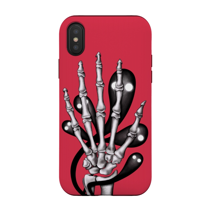 iPhone Xs / X StrongFit Skeleton Hand With Creepy Ghosts Gothic by Boriana Giormova