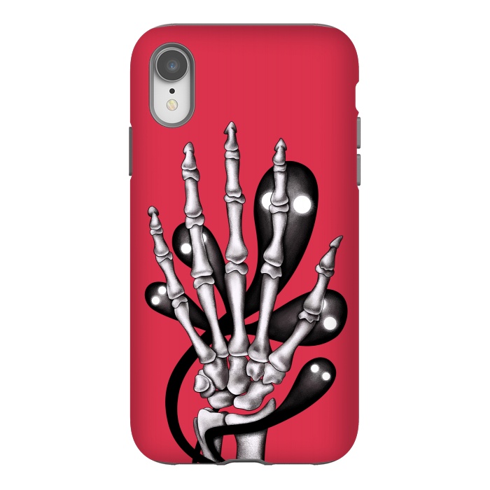 iPhone Xr StrongFit Skeleton Hand With Creepy Ghosts Gothic by Boriana Giormova