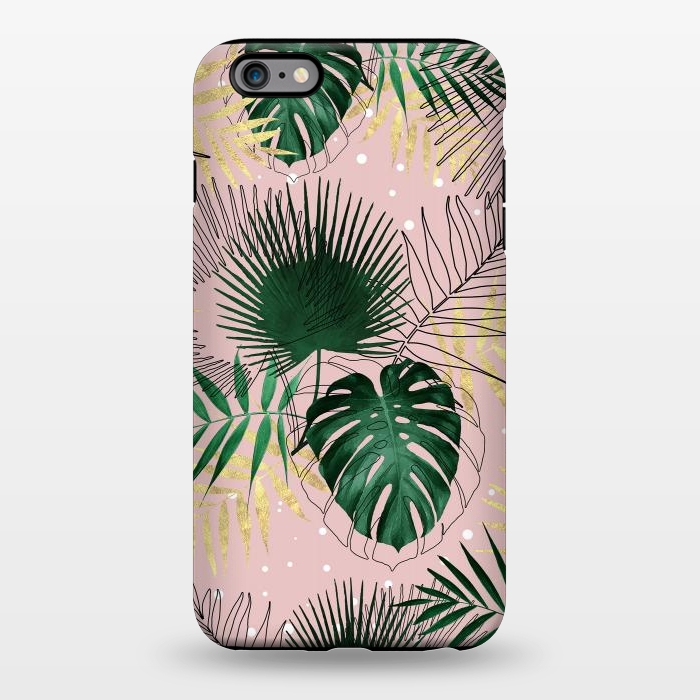 iPhone 6/6s plus StrongFit Modern gold tropical leaves and doddles design  by InovArts
