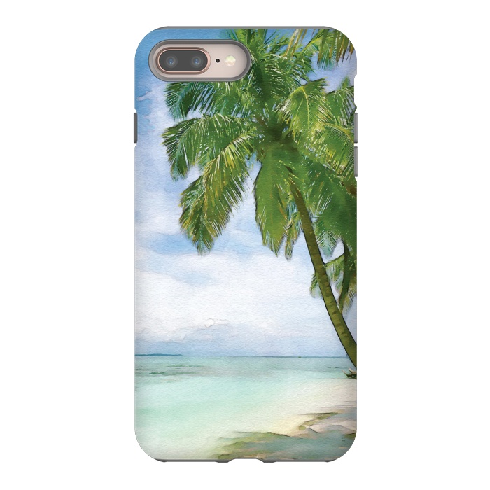 iPhone 7 plus StrongFit Watercolor Beach by Creativeaxle