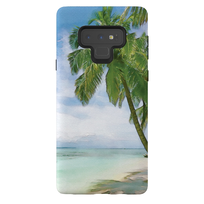Galaxy Note 9 StrongFit Watercolor Beach by Creativeaxle