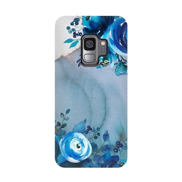 Galaxy S9 StrongFit Blue Floral Spring Garden by  Utart