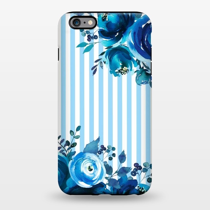 iPhone 6/6s plus StrongFit Blue florals with light blue stripes by  Utart