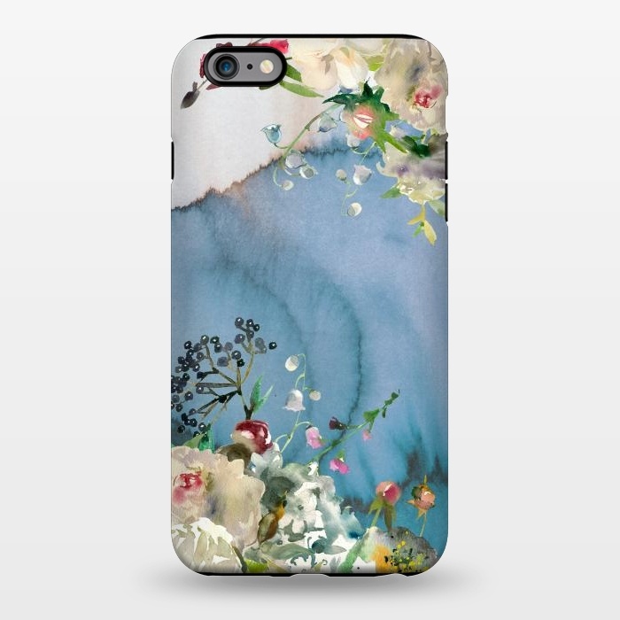 iPhone 6/6s plus StrongFit White florals on blue watercolor ink texture by  Utart