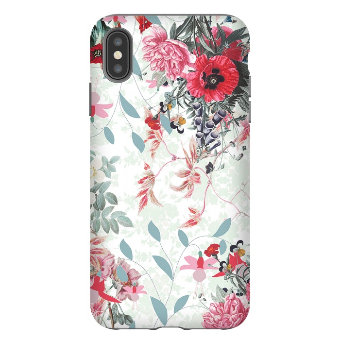 iPhone Xs Max StrongFit Pastel Botanical flowers - red mint by Oana 