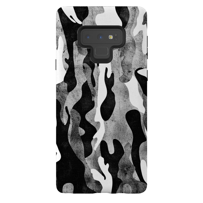 Galaxy Note 9 StrongFit Metallic black and white camo pattern by Oana 