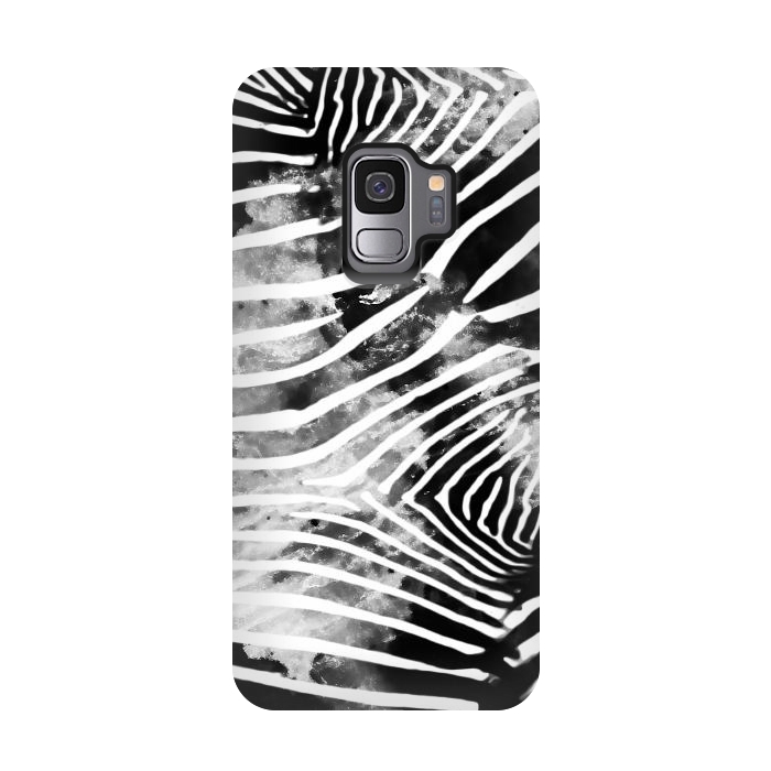 Galaxy S9 StrongFit Painted animal print zebra stripes by Oana 