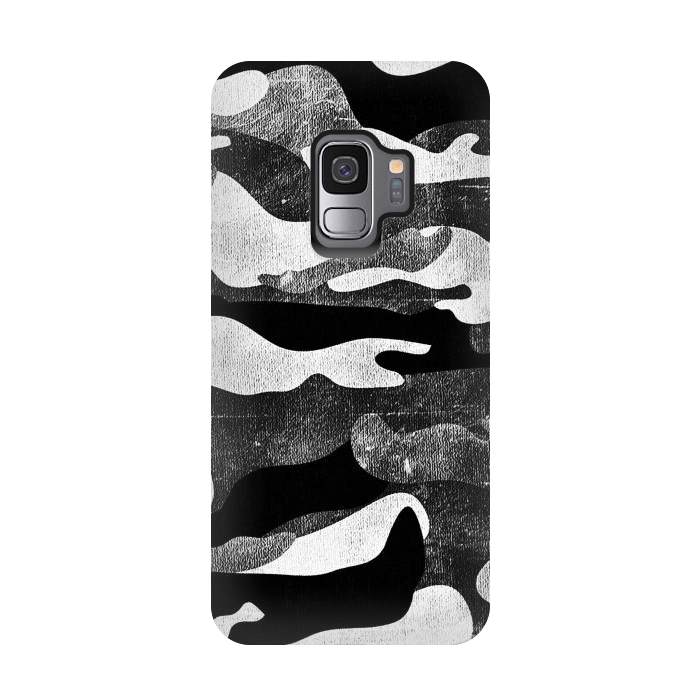 Galaxy S9 StrongFit Black and white grunge camo by Oana 