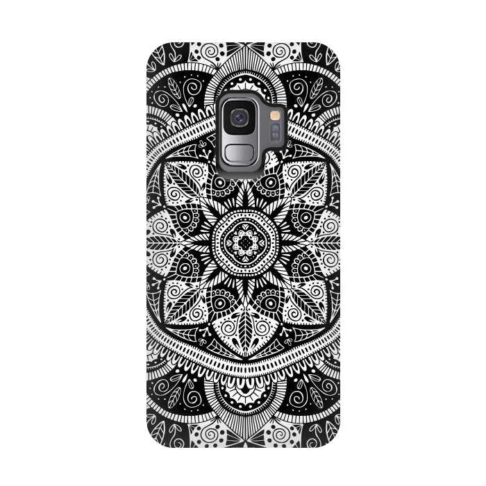 Galaxy S9 StrongFit Black and White Mandala 011 by Jelena Obradovic