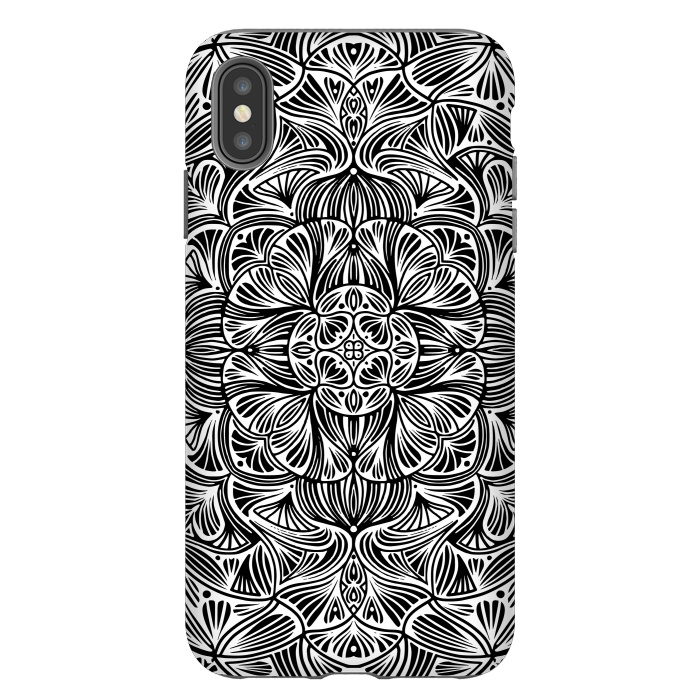 iPhone Xs Max StrongFit Black and White Mandala 012 by Jelena Obradovic