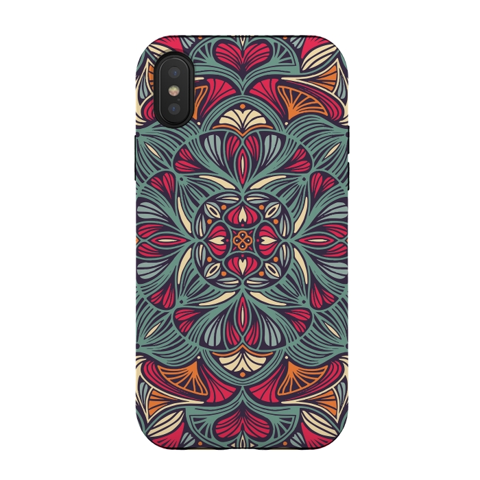iPhone Xs / X StrongFit Colorful Mandala Pattern 014 by Jelena Obradovic