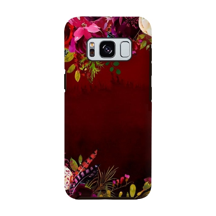 Galaxy S8 StrongFit Deep Red Floral Meadow  by  Utart