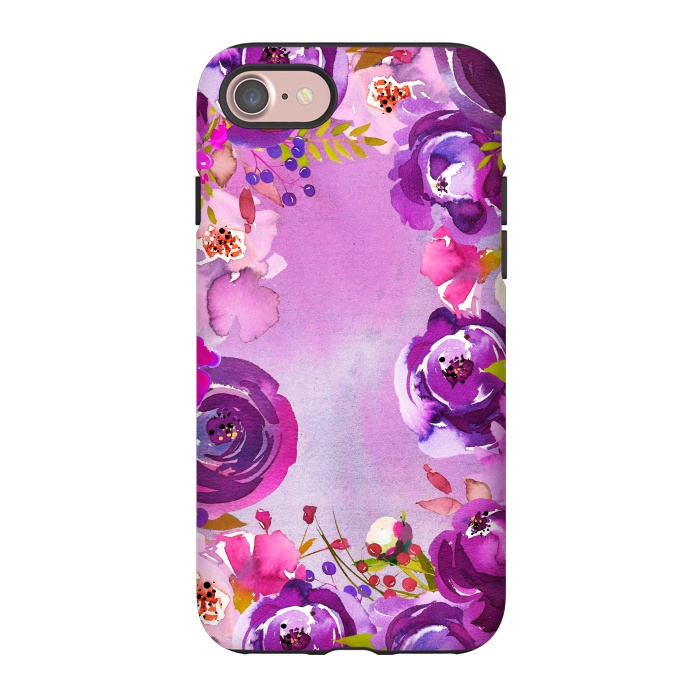 iPhone 7 StrongFit Watercolor Hand drawn Purple Spring Flowers by  Utart