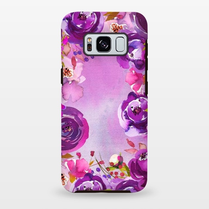 Galaxy S8 plus StrongFit Watercolor Hand drawn Purple Spring Flowers by  Utart