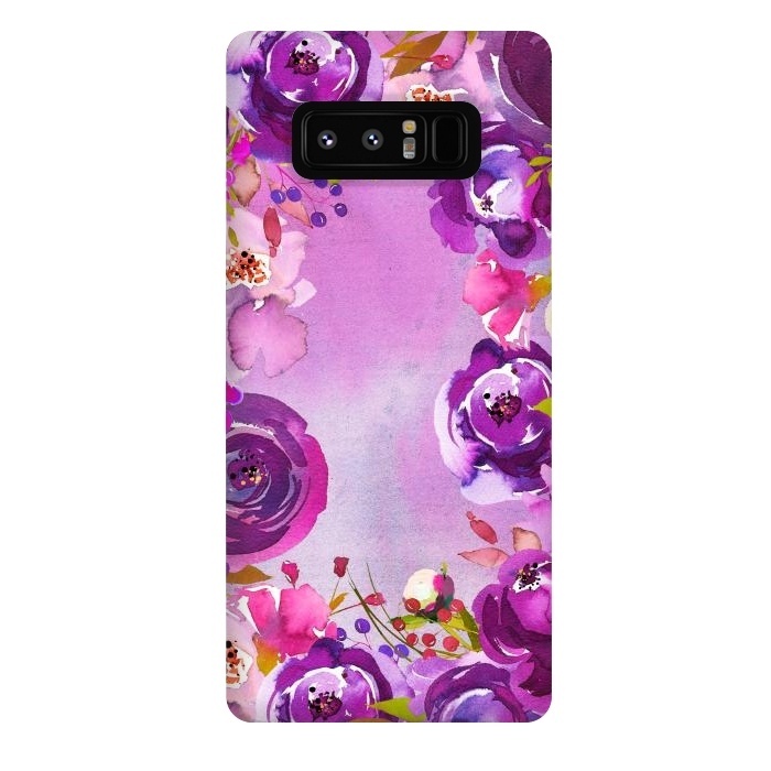 Galaxy Note 8 StrongFit Watercolor Hand drawn Purple Spring Flowers by  Utart