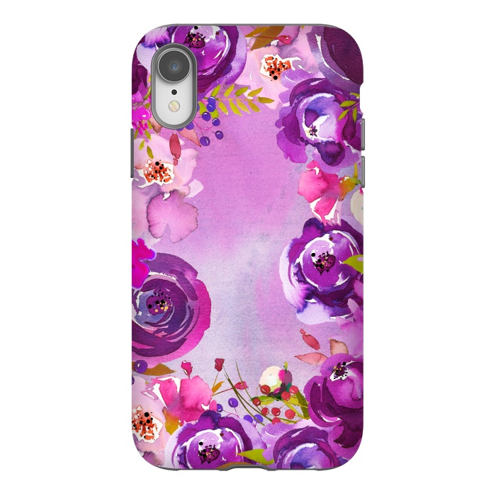 iPhone Xr StrongFit Watercolor Hand drawn Purple Spring Flowers by  Utart