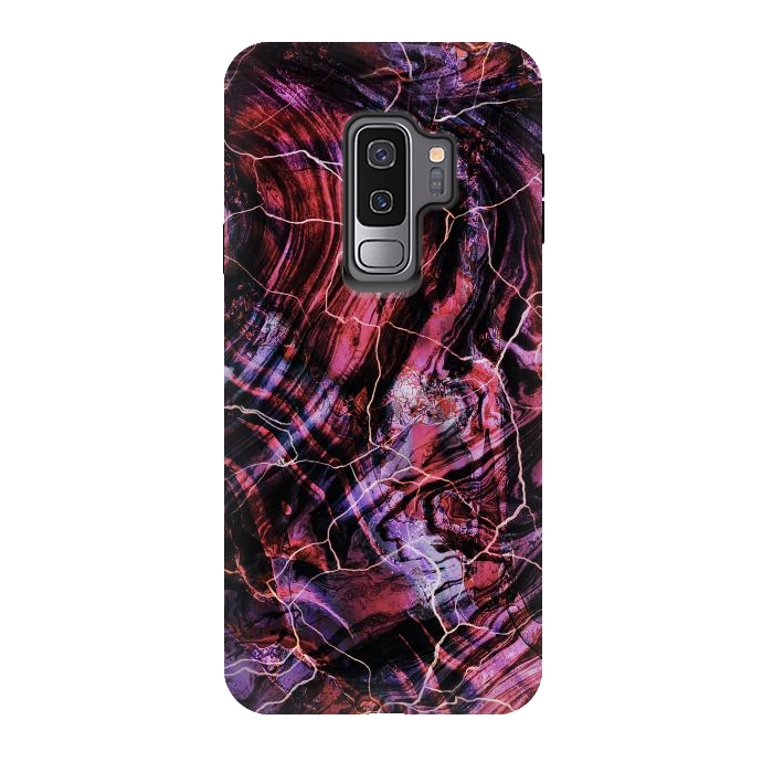 Galaxy S9 plus StrongFit Marble art - dark pink and purple by Oana 