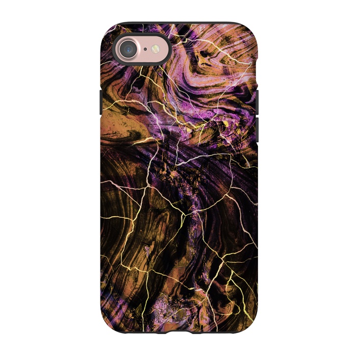 iPhone 7 StrongFit Gold pink marble brushstrokes and cracks by Oana 