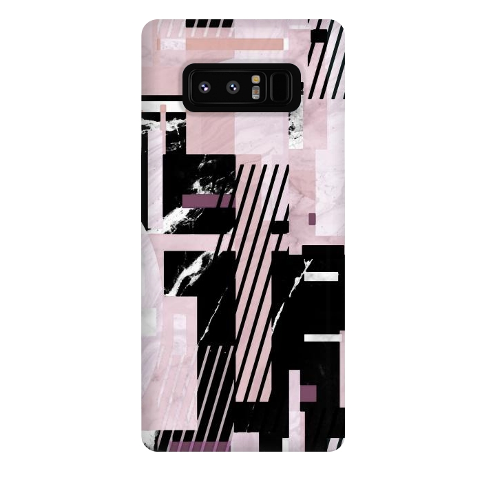 Galaxy Note 8 StrongFit Elegant geometric pink black marble tiles by Oana 