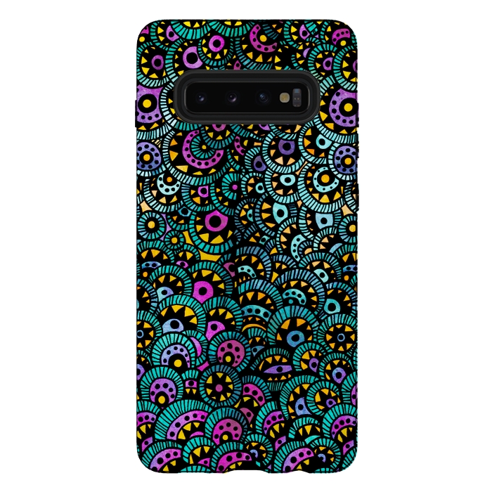 Galaxy S10 plus StrongFit Peacock Tail by Pom Graphic Design