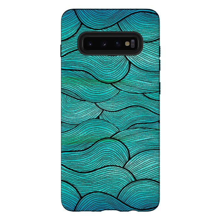 Galaxy S10 plus StrongFit Sea Waves Pattern by Pom Graphic Design