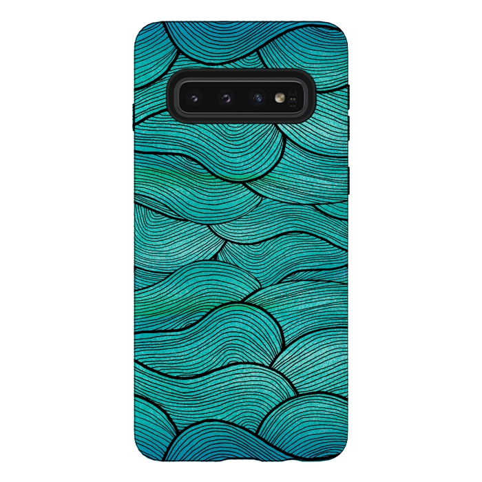 Galaxy S10 StrongFit Sea Waves Pattern by Pom Graphic Design