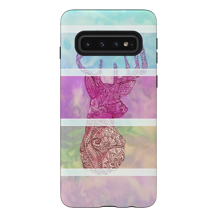 Galaxy S10 StrongFit Deer Vintage Stripes Paisley Photo by Girly Trend