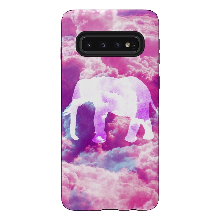 Galaxy S10 StrongFit Elephant on Pink Purple Clouds by Girly Trend