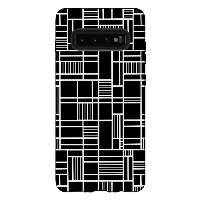 Galaxy S10 plus StrongFit Map Outline Black 45 White by Project M