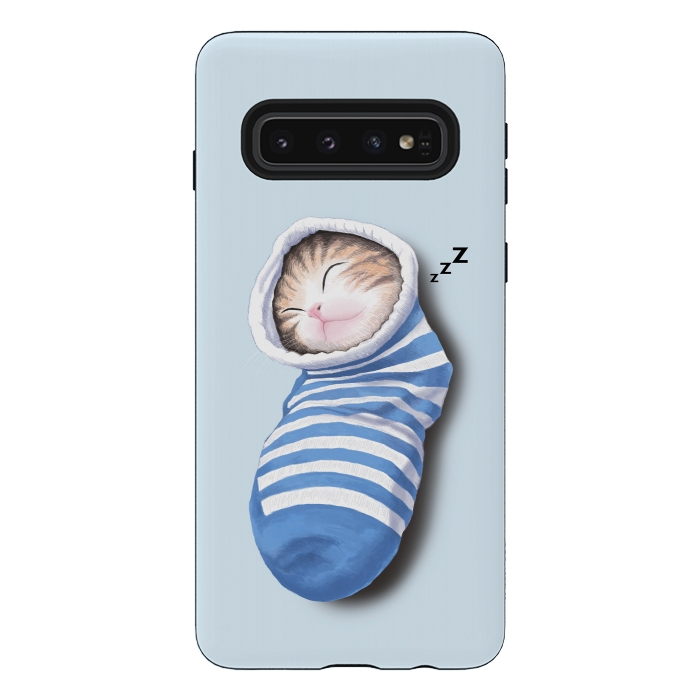 Galaxy S10 StrongFit Cat in The Sock by Tummeow