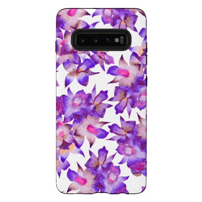 Galaxy S10 plus StrongFit Vintage Floral Violet by Amaya Brydon