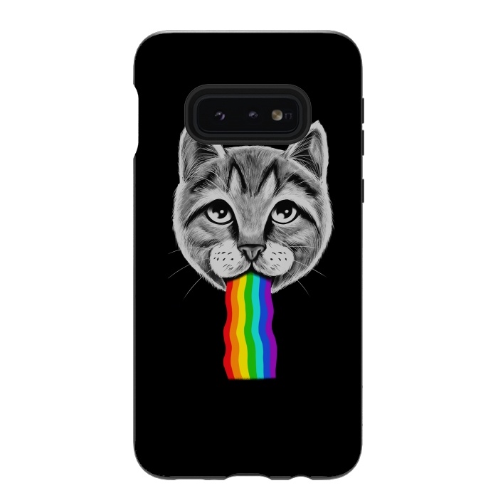 Galaxy S10e StrongFit Cat rainbow by Coffee Man